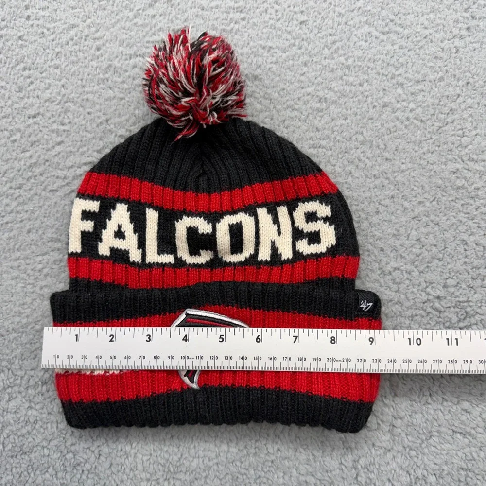 '47 Brand NFL Atlanta‎ Falcons Football Black Red White OSFA Knit Beanie Pom Hat